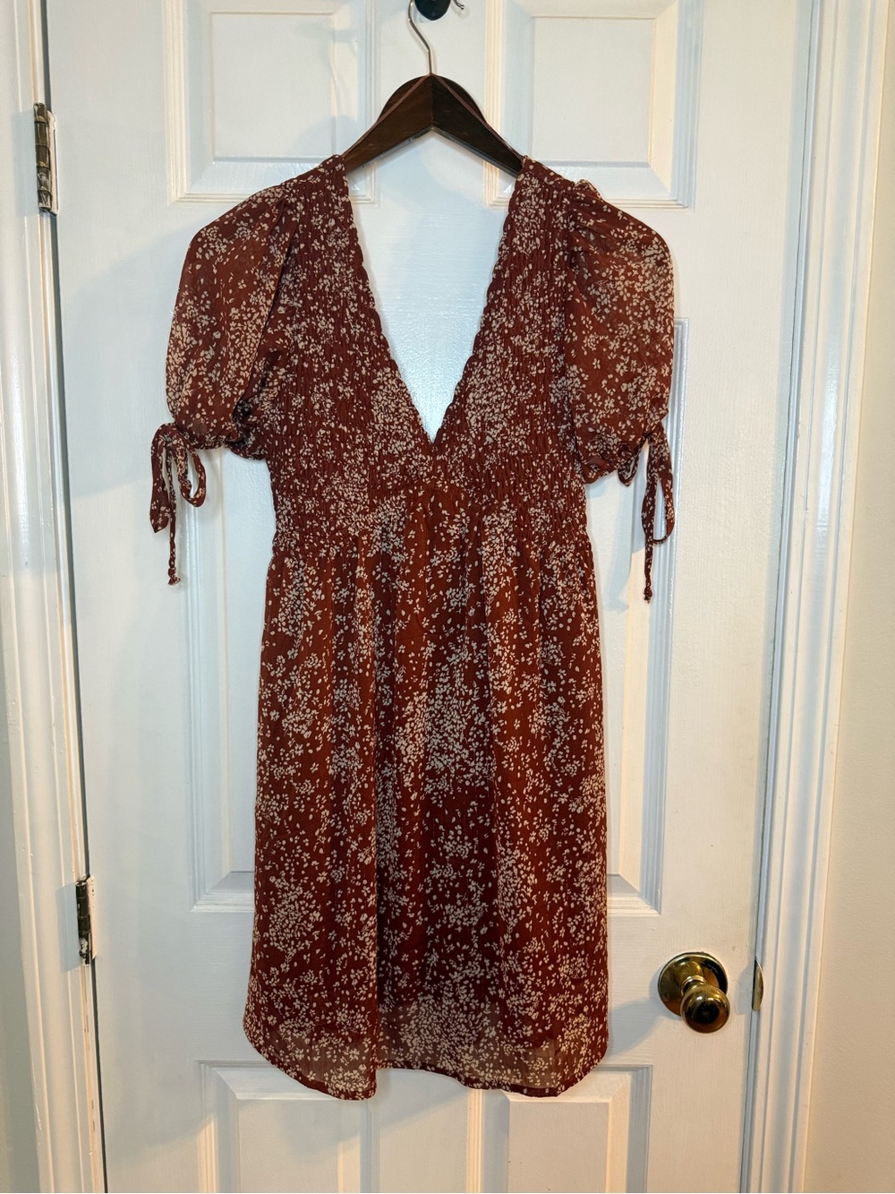 Sienna Sky Rust Brown Floral V-Neck Dress